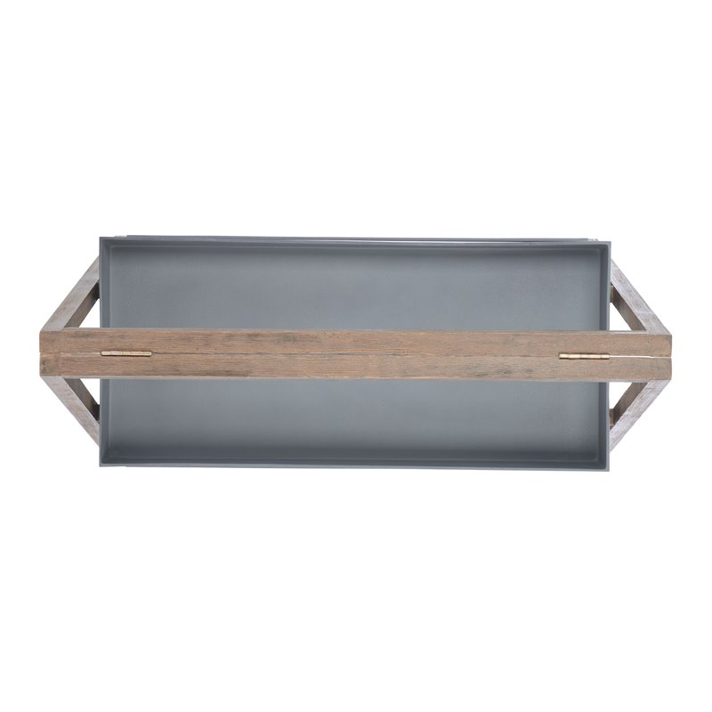 Safavieh Danser Acacia Wood/Sandstone Outdoor Shelf in Dark Walnut and Gray