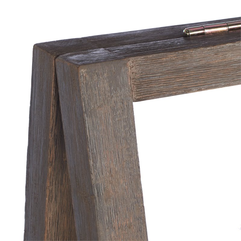 Safavieh Danser Acacia Wood/Sandstone Outdoor Shelf in Dark Walnut and Gray