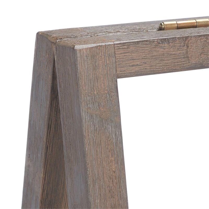 Safavieh Danser Acacia Wood/Sandstone Outdoor Shelf in Dark Walnut and Beige