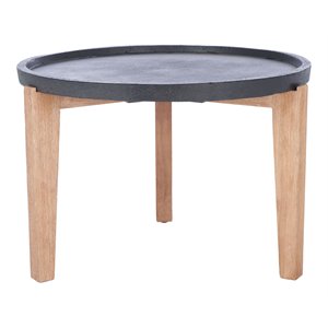 Safavieh Valton Acacia Wood/Sandstone Side Table in Natural and Black