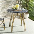 Safavieh Kylie Wicker / Rattan Outdoor Bistro Table in Navy and White