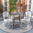 Safavieh Sidford Traditional Wicker / Rattan Bistro Table in Navy and White