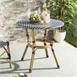 Safavieh Sidford Traditional Wicker / Rattan Bistro Table in Navy and White