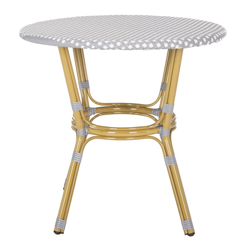 Safavieh Sidford Traditional Wicker / Rattan Bistro Table in Gray and White