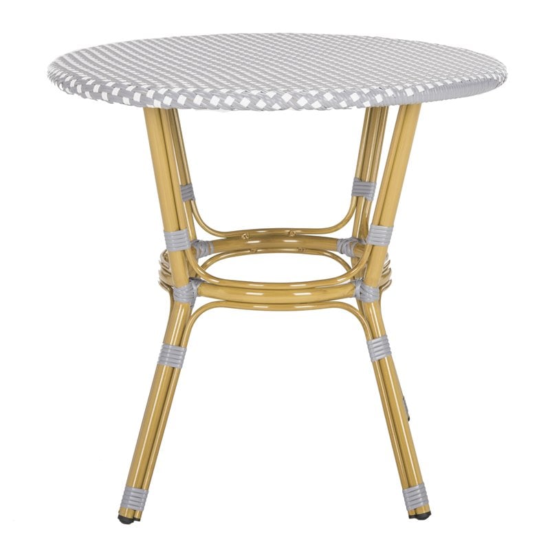 Safavieh Sidford Traditional Wicker / Rattan Bistro Table in Gray and White