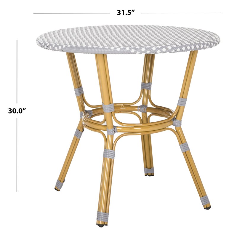 Safavieh Sidford Traditional Wicker / Rattan Bistro Table in Gray and White