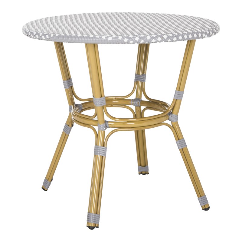 Safavieh Sidford Traditional Wicker / Rattan Bistro Table in Gray and White