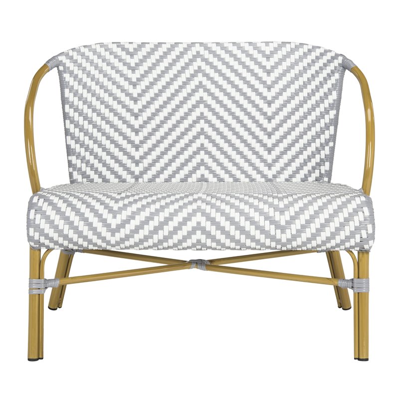 Safavieh Dandra Wicker / Rattan Indoor/Outdoor Settee in Gray and White