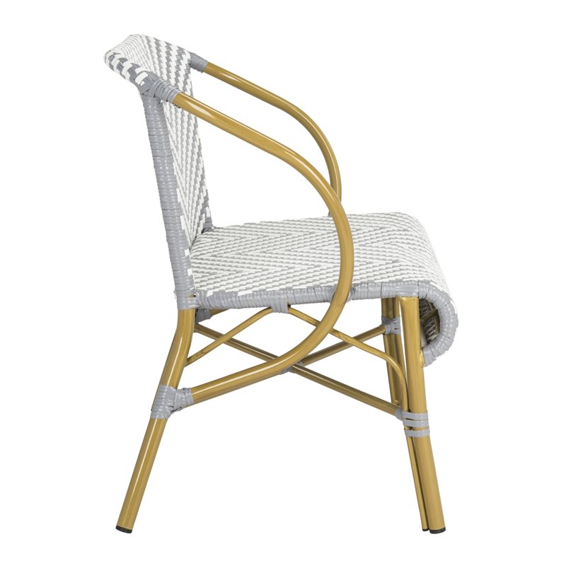 Safavieh Dandra Wicker / Rattan Indoor/Outdoor Settee in Gray and White