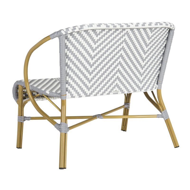 Safavieh Dandra Wicker / Rattan Indoor/Outdoor Settee in Gray and White