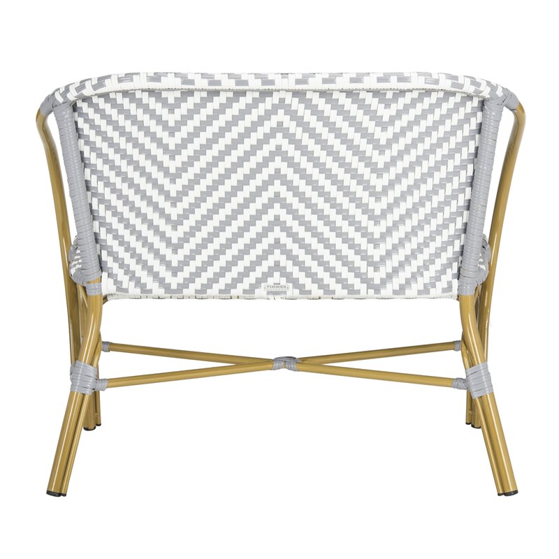 Safavieh Dandra Wicker / Rattan Indoor/Outdoor Settee in Gray and White