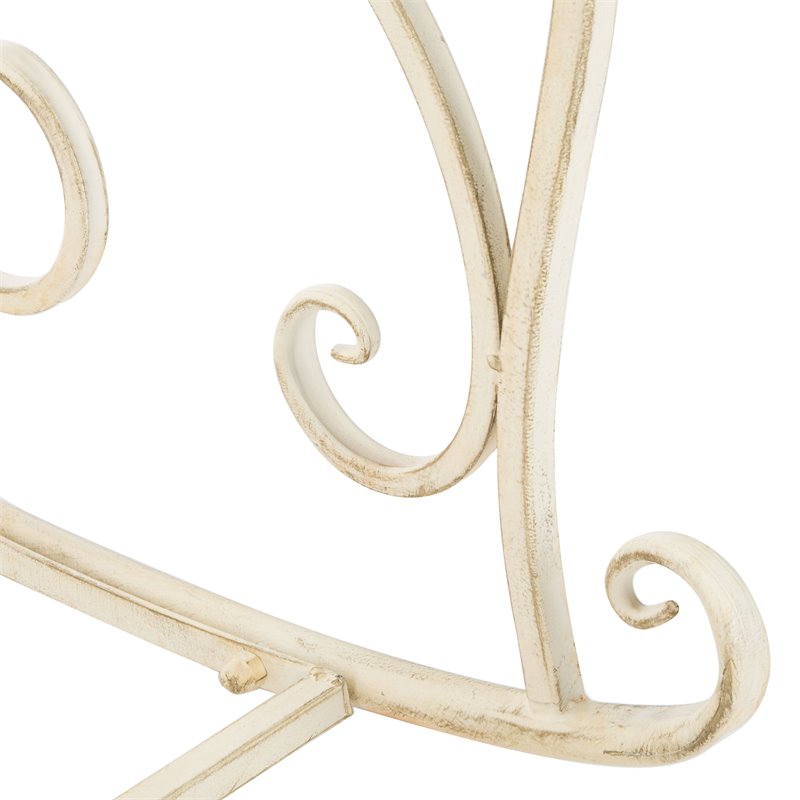 Safavieh Ressi Wrought Iron Metal Outdoor Rock Bench in Pearl White