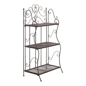 Safavieh Torus 3 Tier Metal Outdoor/Garden Shelf in Unearthed Rust Brown