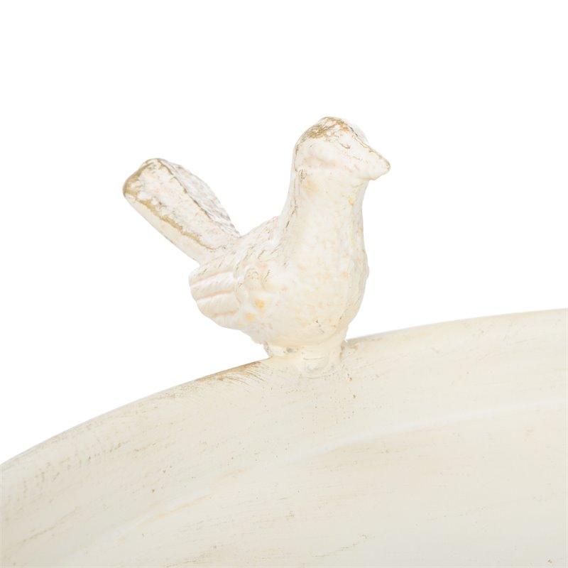 Safavieh Ashlan Metal/Iron Outdoor/Garden Bird Bath in Pearl White
