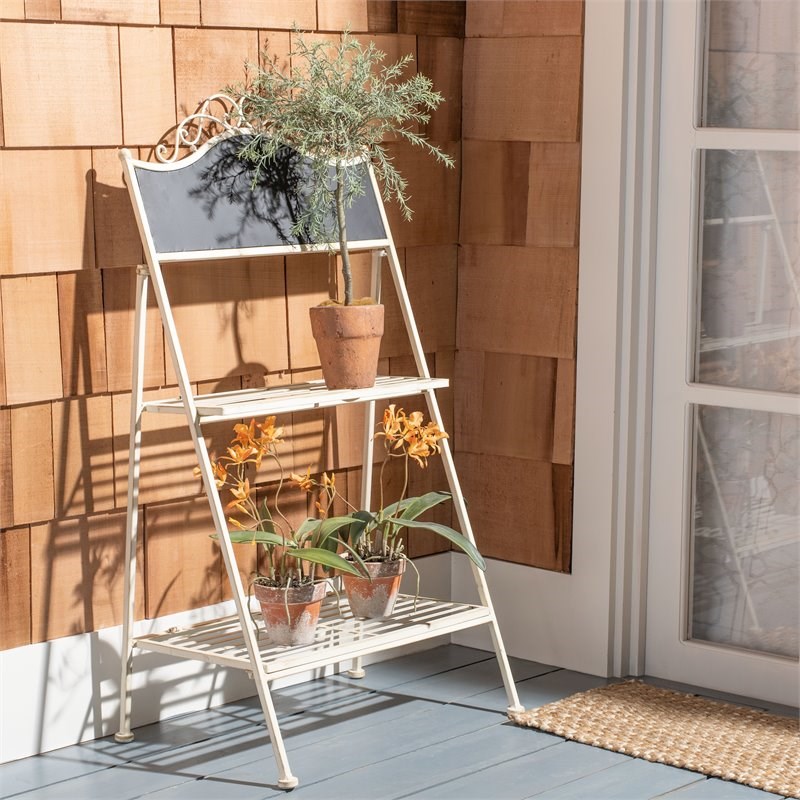 Safavieh Natum Metal Outdoor/Garden Pland Stand in Pearl White
