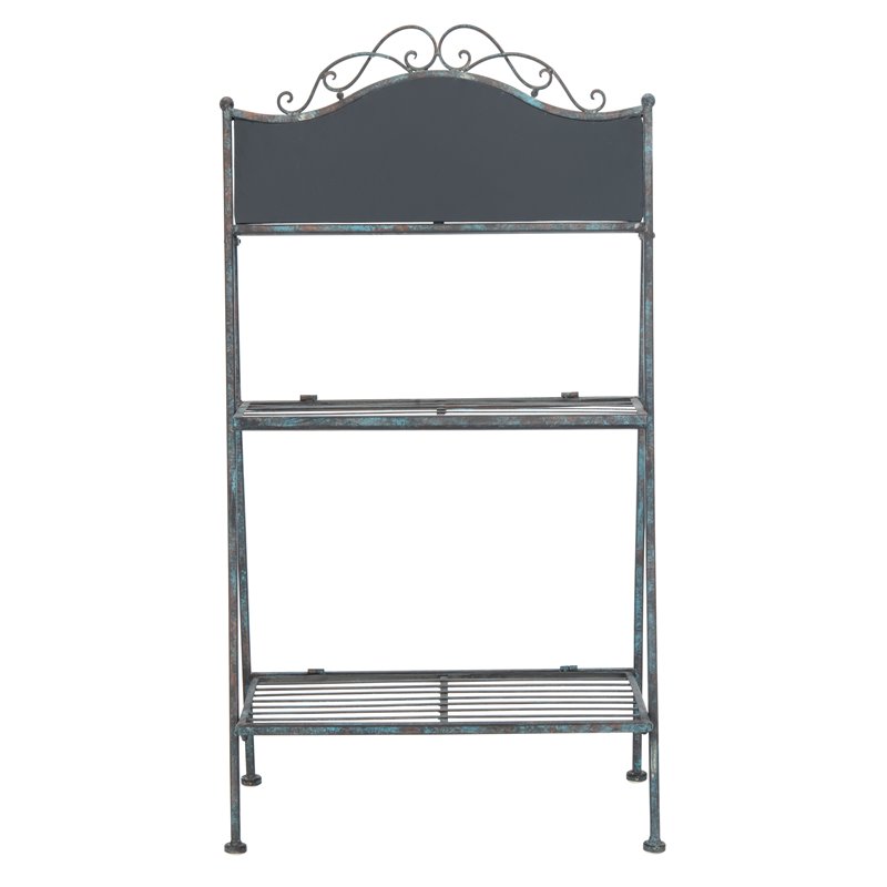 Safavieh Natum Metal Outdoor/Garden Pland Stand in Reddish Brown/Blue Wash