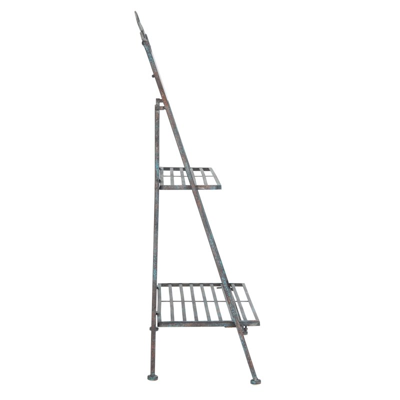 Safavieh Natum Metal Outdoor/Garden Pland Stand in Reddish Brown/Blue Wash