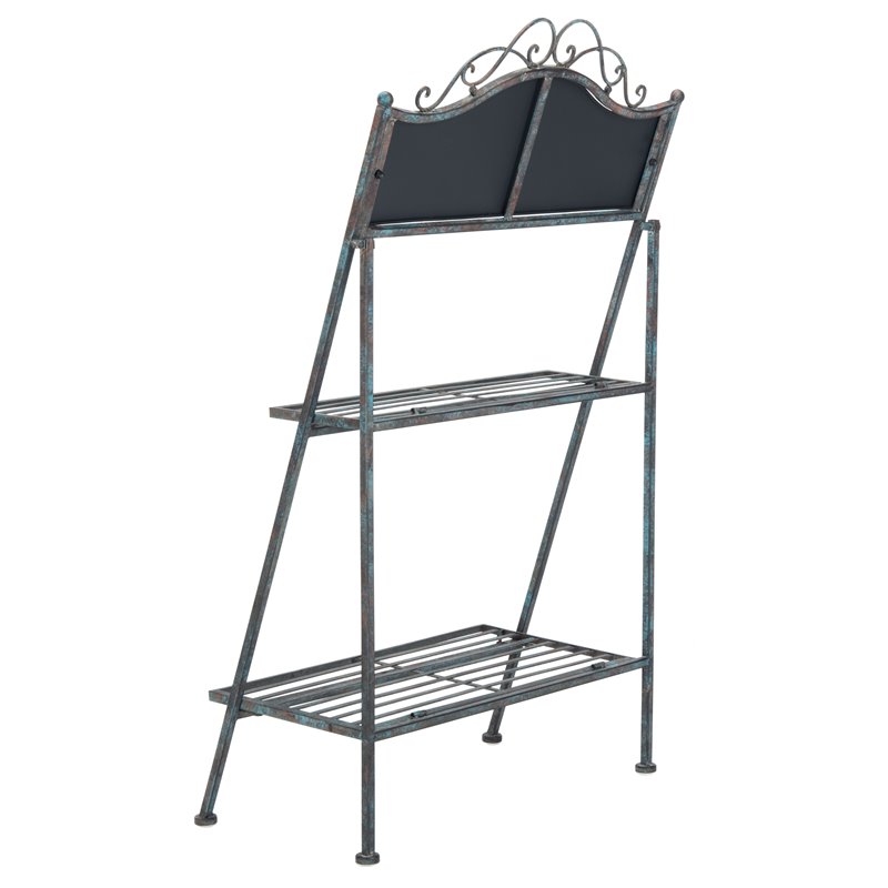 Safavieh Natum Metal Outdoor/Garden Pland Stand in Reddish Brown/Blue Wash