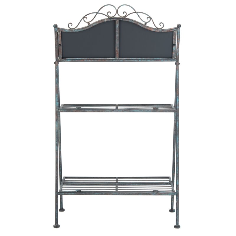 Safavieh Natum Metal Outdoor/Garden Pland Stand in Reddish Brown/Blue Wash