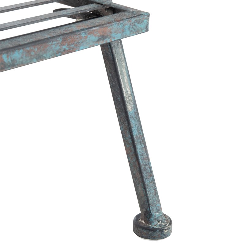 Safavieh Natum Metal Outdoor/Garden Pland Stand in Reddish Brown/Blue Wash