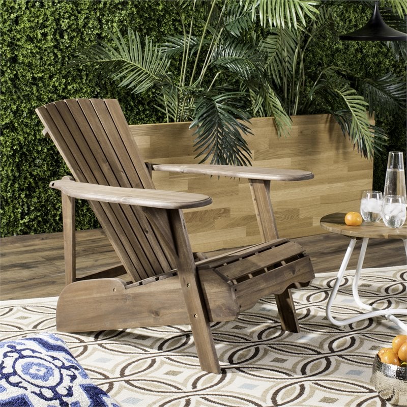 Safavieh Mopani Acacia Wood Outdoor Adirondack Chair in Rustic Brown