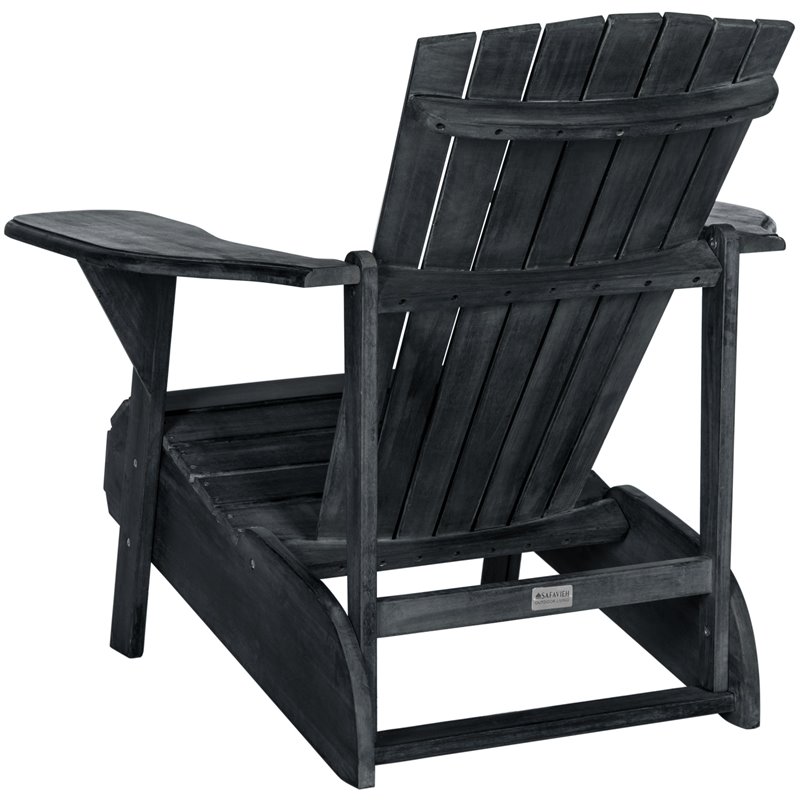 Safavieh Mopani Acacia Wood Outdoor Adirondack Chair in Dark Slate Gray