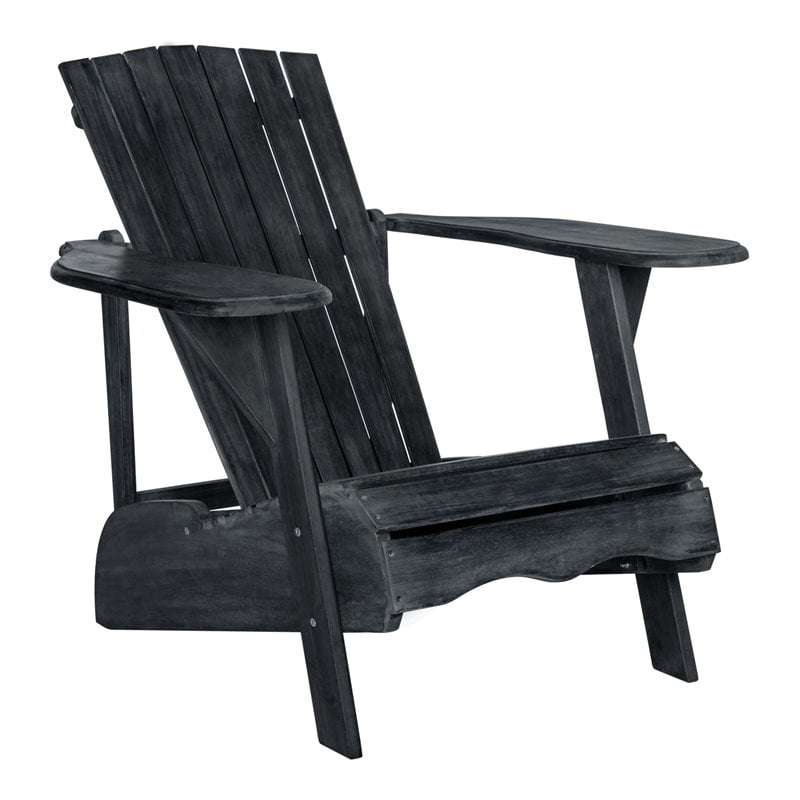 Safavieh Mopani Acacia Wood Outdoor Adirondack Chair in Dark Slate Gray