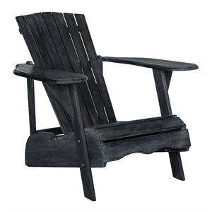 Safavieh Mopani Acacia Wood Outdoor Adirondack Chair in Dark Slate Gray