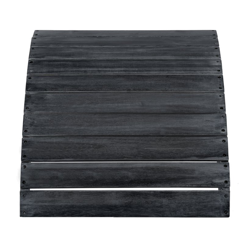 Safavieh Mopani Acacia Wood Outdoor Ottoman in Dark Slate Gray