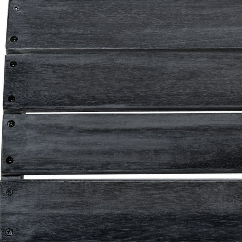 Safavieh Mopani Acacia Wood Outdoor Ottoman in Dark Slate Gray