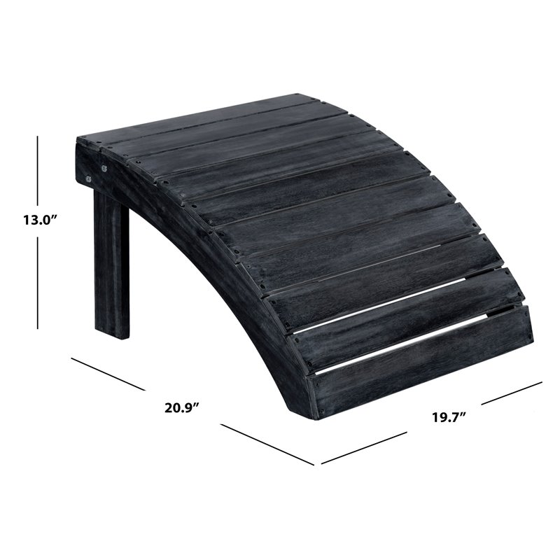 Safavieh Mopani Acacia Wood Outdoor Ottoman in Dark Slate Gray