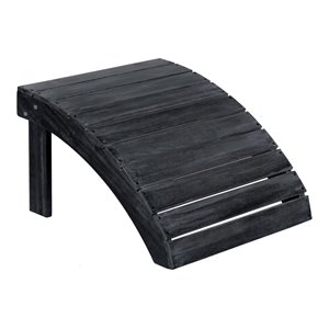 Safavieh Mopani Acacia Wood Outdoor Ottoman in Dark Slate Gray