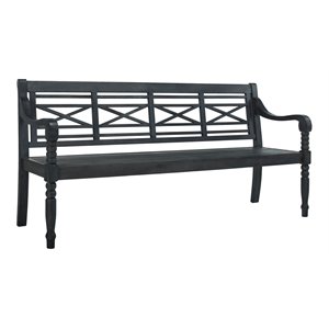 Safavieh Karoo 16.7&quot Acacia Wood Outdoor Bench in Dark Slate Gray