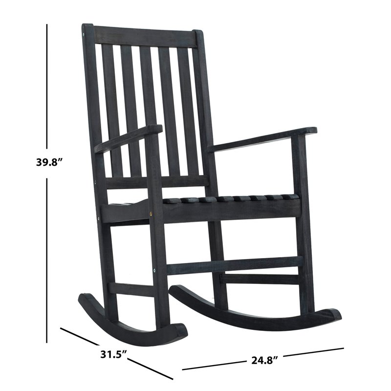 Safavieh Barstow Acacia Wood Rocking Chair in Dark Slate Gray