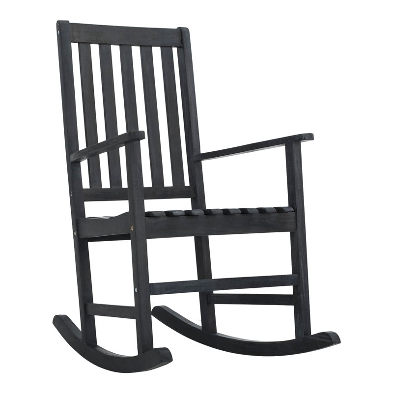 Safavieh Barstow Acacia Wood Rocking Chair in Dark Slate Gray