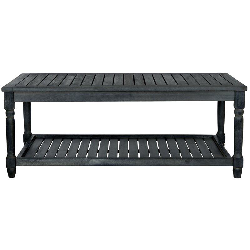 Safavieh Oakley Acacia Wood Outdoor Coffee Table in Dark Slate Gray