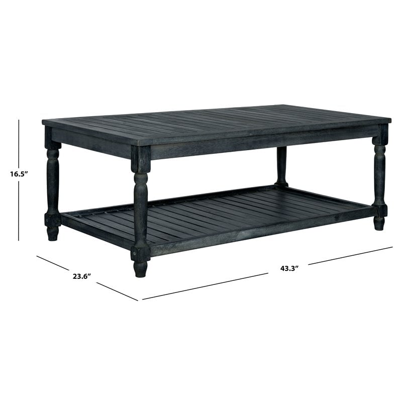 Safavieh Oakley Acacia Wood Outdoor Coffee Table in Dark Slate Gray