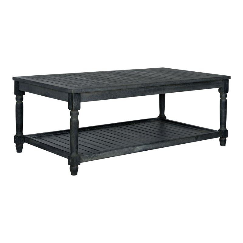 Safavieh Oakley Acacia Wood Outdoor Coffee Table in Dark Slate Gray