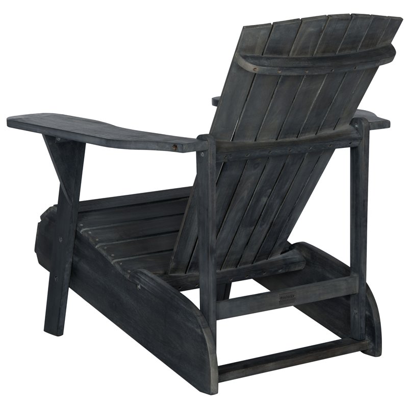 Safavieh Vista Acacia Wood Adirondack Chair with Drink Holder in Dark Slate Gray
