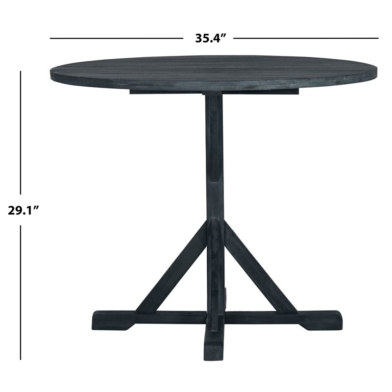 Safavieh Arcata Round Acacia Wood Outdoor Table in Dark Slate Gray