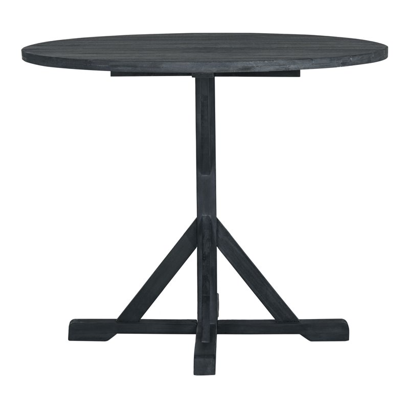 Safavieh Arcata Round Acacia Wood Outdoor Table in Dark Slate Gray