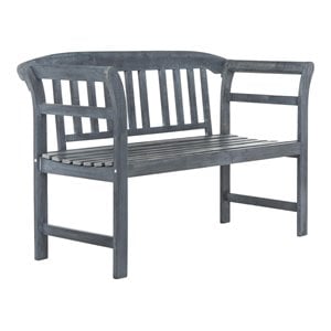Safavieh Portervill 16.54&quot 2-Seat Acacia Wood Outdoor Bench in Ash Gray