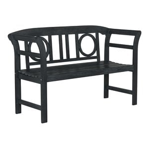 Safavieh Moorpark 16.54&quot 2-Seat Acacia Wood Outdoor Bench in Dark Slate Gray