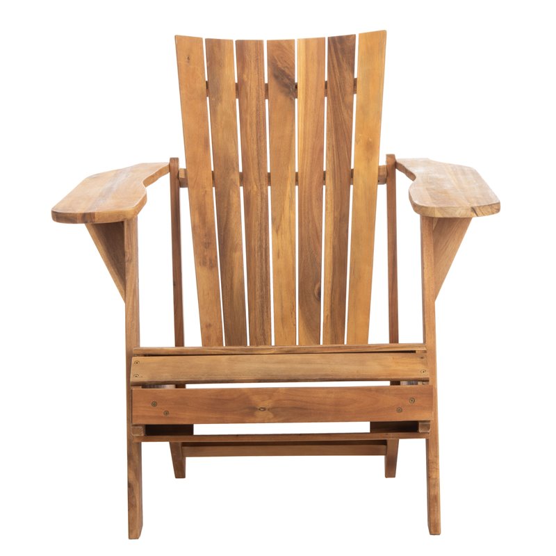 Safavieh Merlin Acacia Wood Adirondack Chair w/ Retractable Footrest in Natural