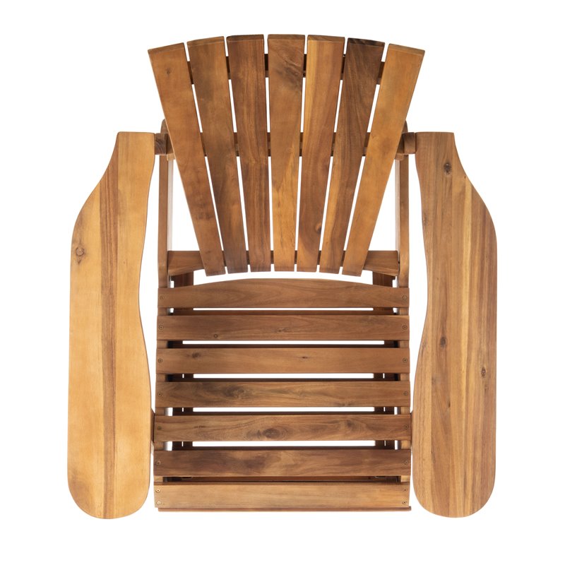 Safavieh Merlin Acacia Wood Adirondack Chair w/ Retractable Footrest in Natural