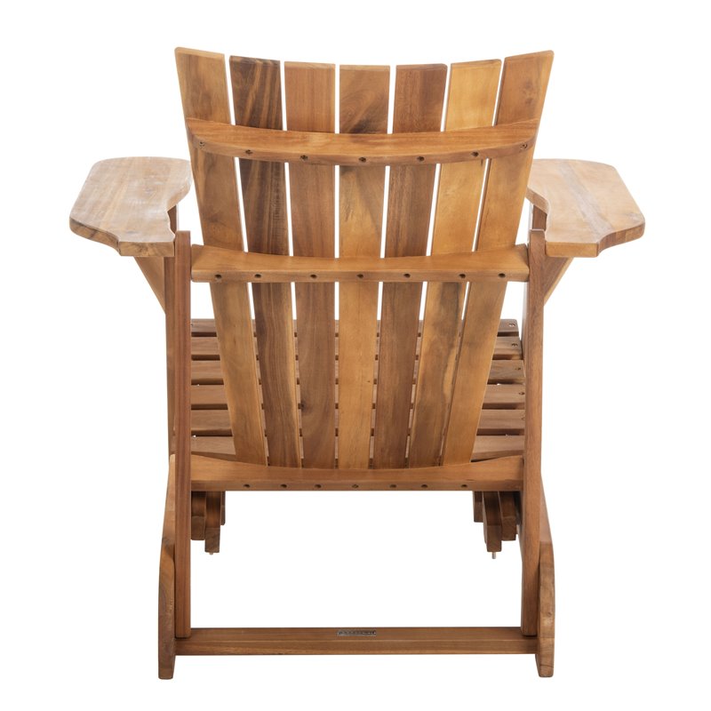 Safavieh Merlin Acacia Wood Adirondack Chair w/ Retractable Footrest in Natural