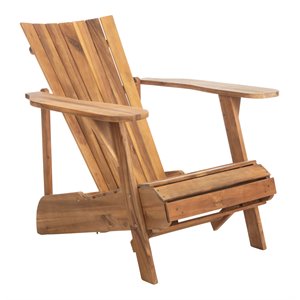 Safavieh Merlin Acacia Wood Adirondack Chair w/ Retractable Footrest in Natural