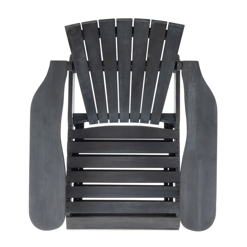 Safavieh Merlin Acacia Wood Adirondack Chair w/ Retractable Footrest in Gray