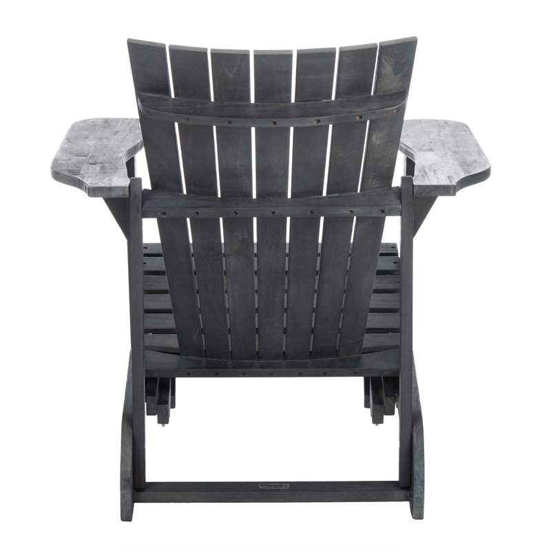 Safavieh Merlin Acacia Wood Adirondack Chair w/ Retractable Footrest in Gray