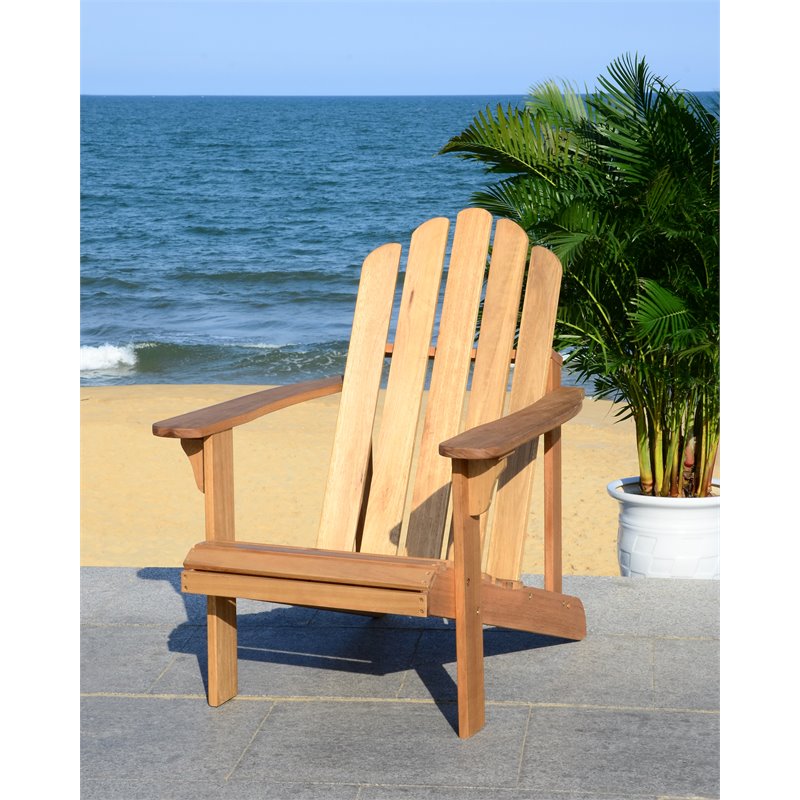 Safavieh Topher Eucalyptus Wood Adirondack Chair in Teak Brown